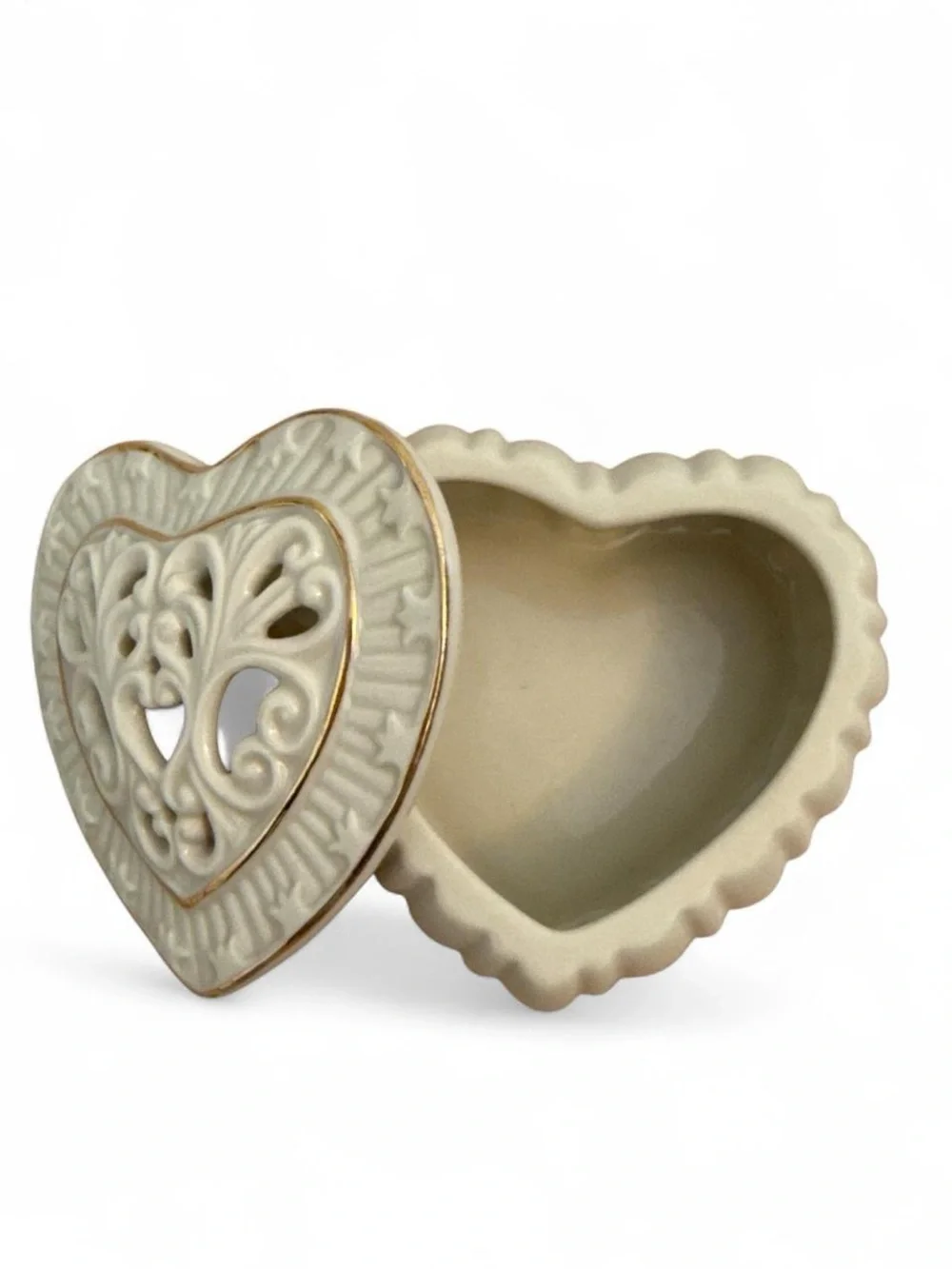 Vintage Lenox Pierced Heart Filigree Trinket Box